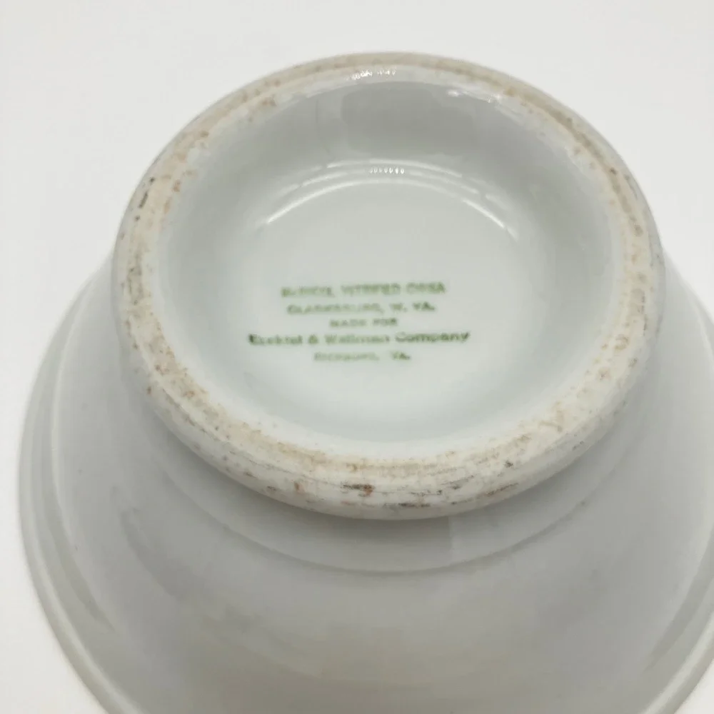 Vintage McNicol Vitrified China Bowl Restaurant Ware Green Border White Small